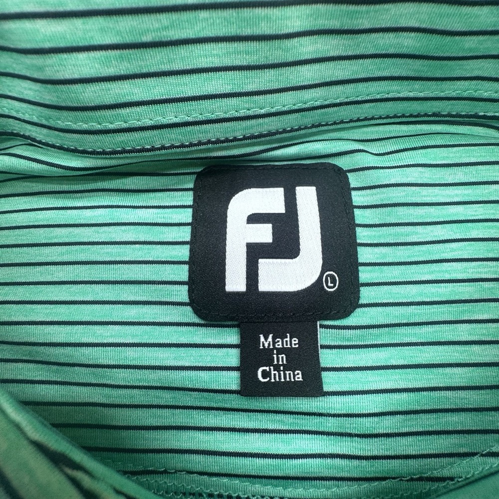 FootJoy Mens‎ Size L Green Striped Short Sleeve Polo Performance Nas Jax GC Logo - Picture 4 of 7